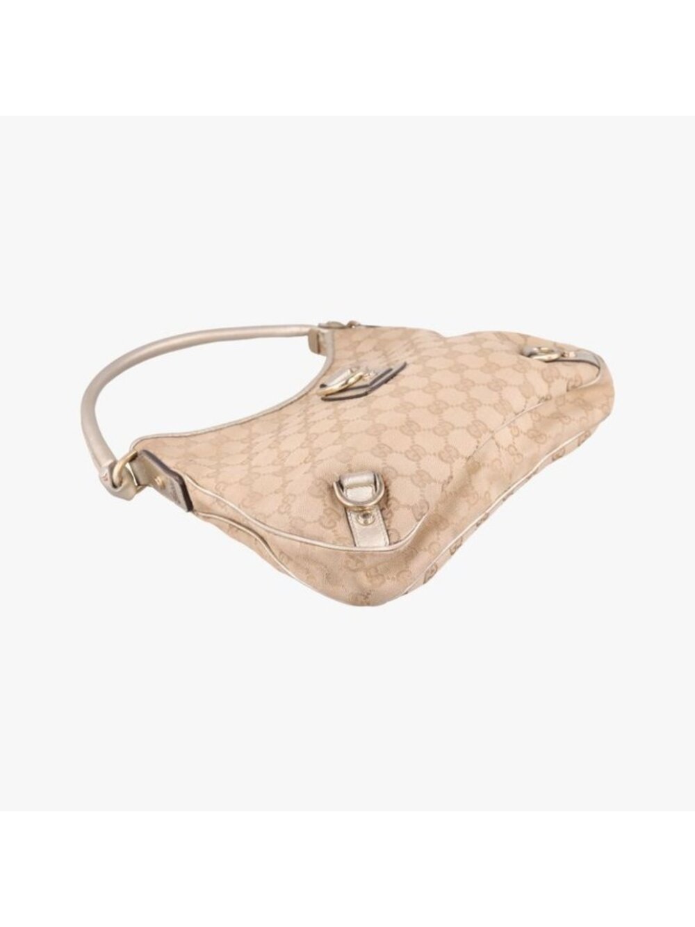 Gucci GG Pattern Beige Gold Canvas Leather Messenger Bag - Picture 5 of 16